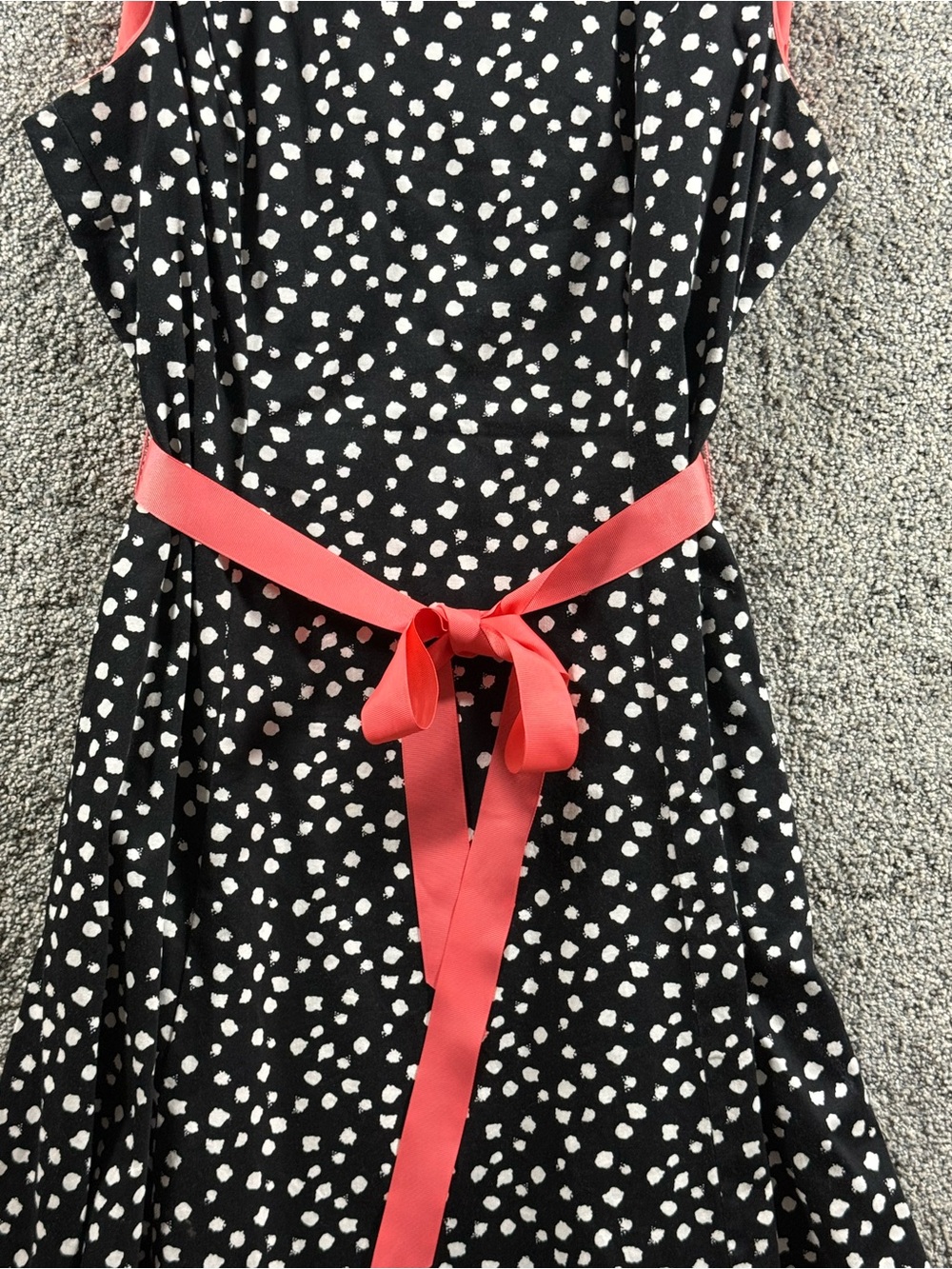 Robbie Bee Polka Dot Fit & Flare Dress Coral Belt Size 16 - Picture 2 of 12